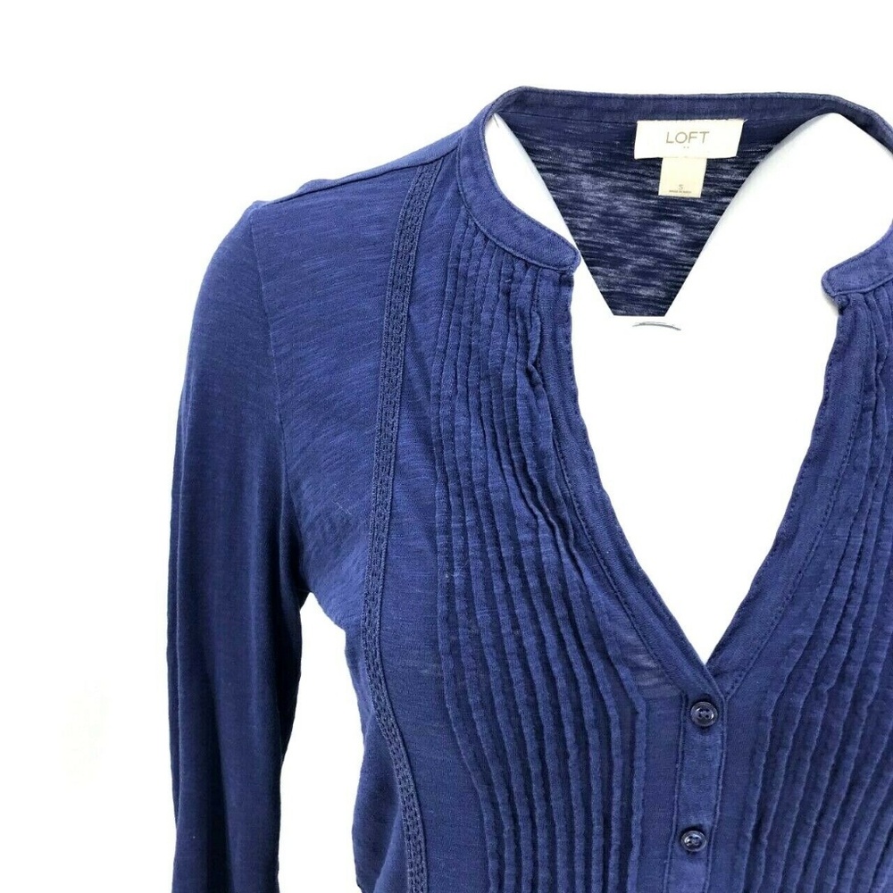 Ann Taylor Loft Long Sleeve Pleated Tunic Top Sz S - Picture 2 of 7